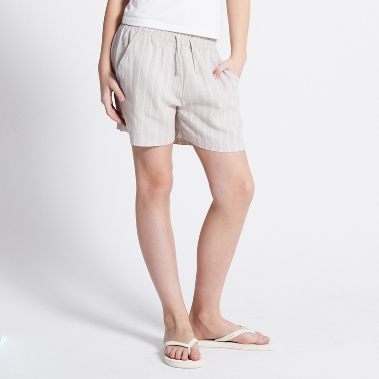 Linen shorts "Mella Stripe" Beige